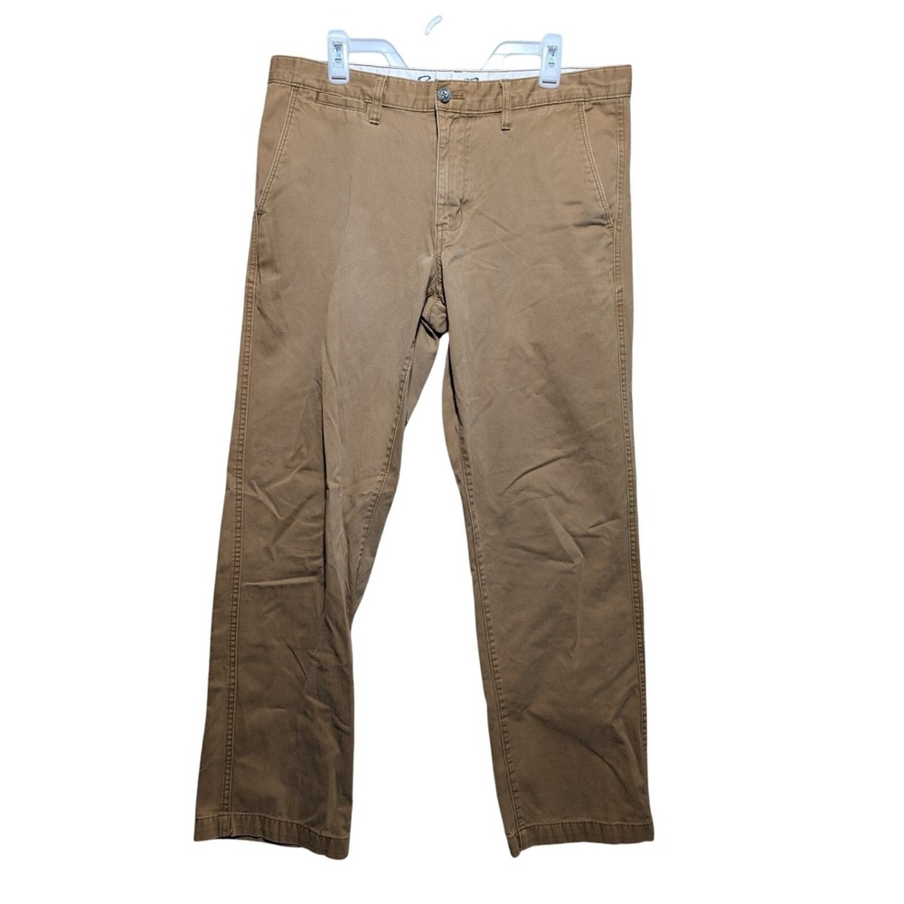 Eddie Bauer Classic Legend Wash Pants Mens 35X32 Brown 100% Cotton Straight Leg